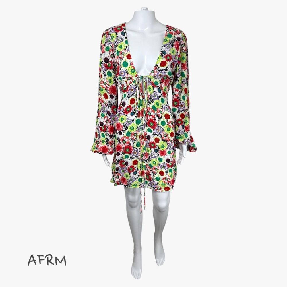 AFRM Women's Caprice Mini Dress in Summer Daisy Bouquet Sz M Glam Party